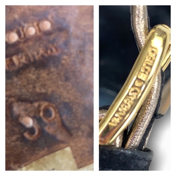 Dolce & Gabbana Black Velvet Gold Leather Wedges - Picture 10 of 15